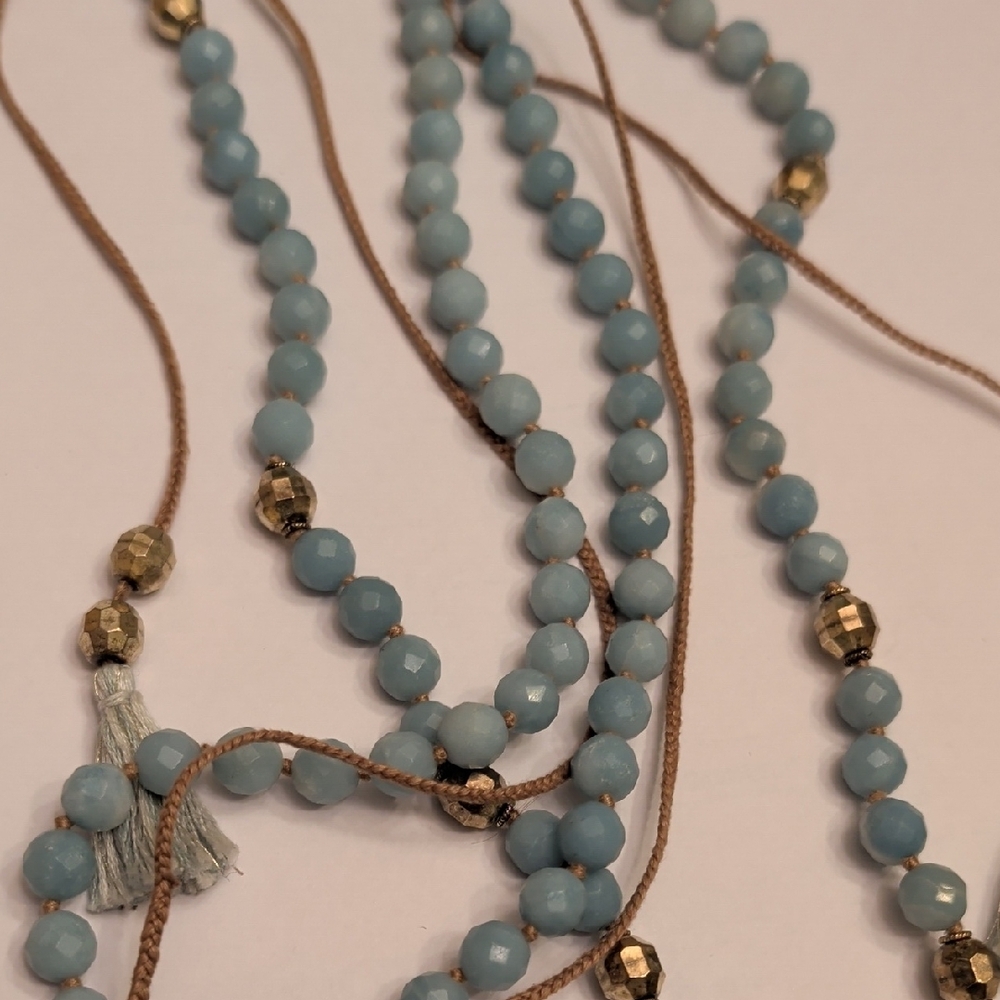 Chan Luu Sky Blue and Gold Beaded Necklace - Picture 5 of 6